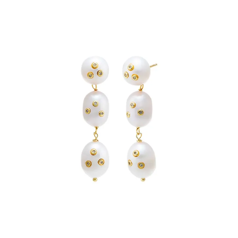 CZ Pearl Drop Stud Earring sold by Adina Eden's