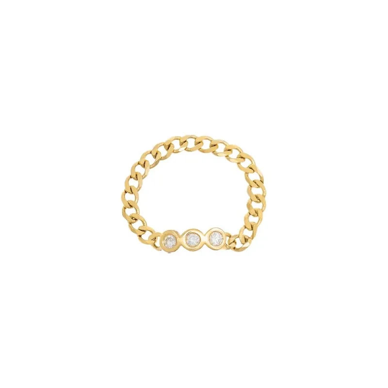 Diamond Bezel Chain Ring 14K sold by Adina Eden's