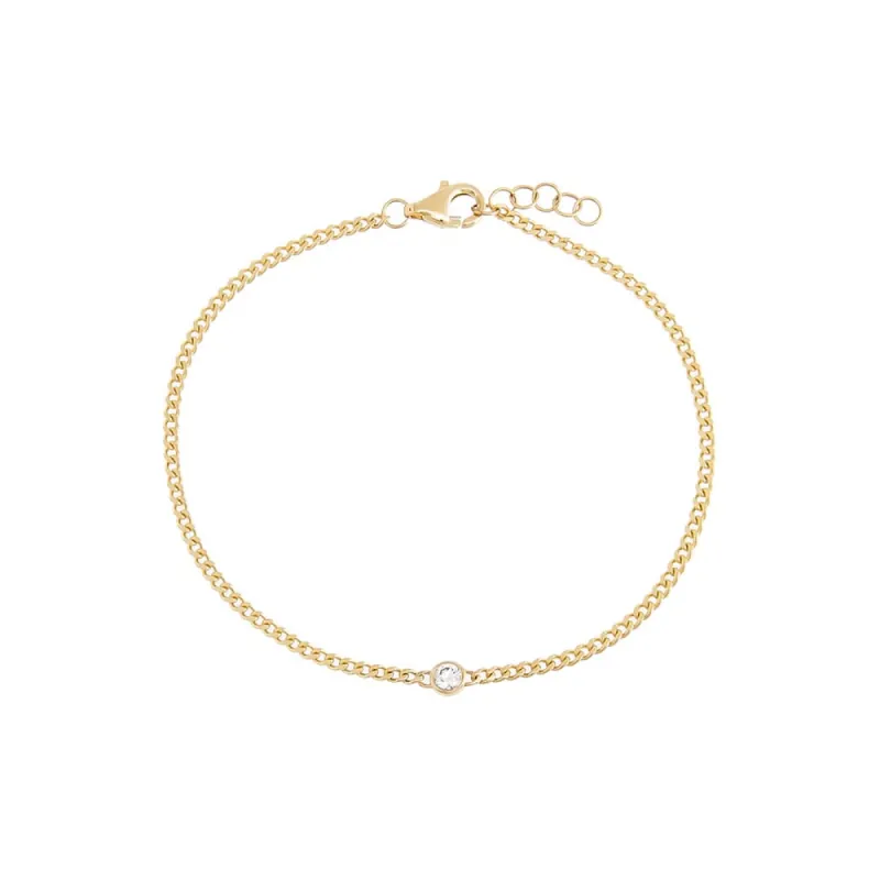 Diamond Solitaire Bezel Cuban Bracelet 14K sold by Adina Eden's