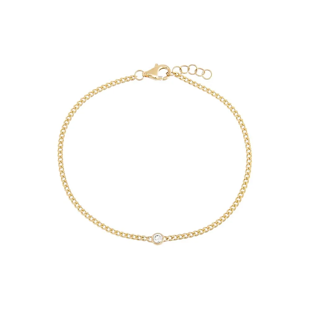 Diamond Solitaire Bezel Cuban Bracelet 14K sold by Adina Eden's