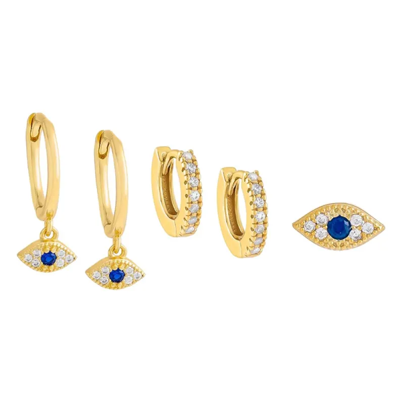 The Perfect Touch of Evil Eye Earring Combo Set sold by Adina Eden's