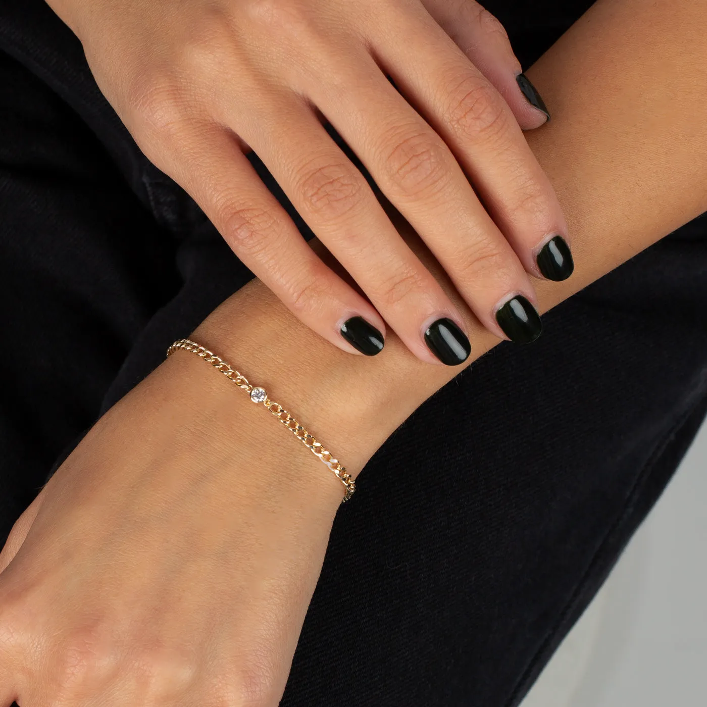 Diamond Solitaire Bezel Cuban Bracelet 14K sold by Adina Eden's product image thumbnail 2