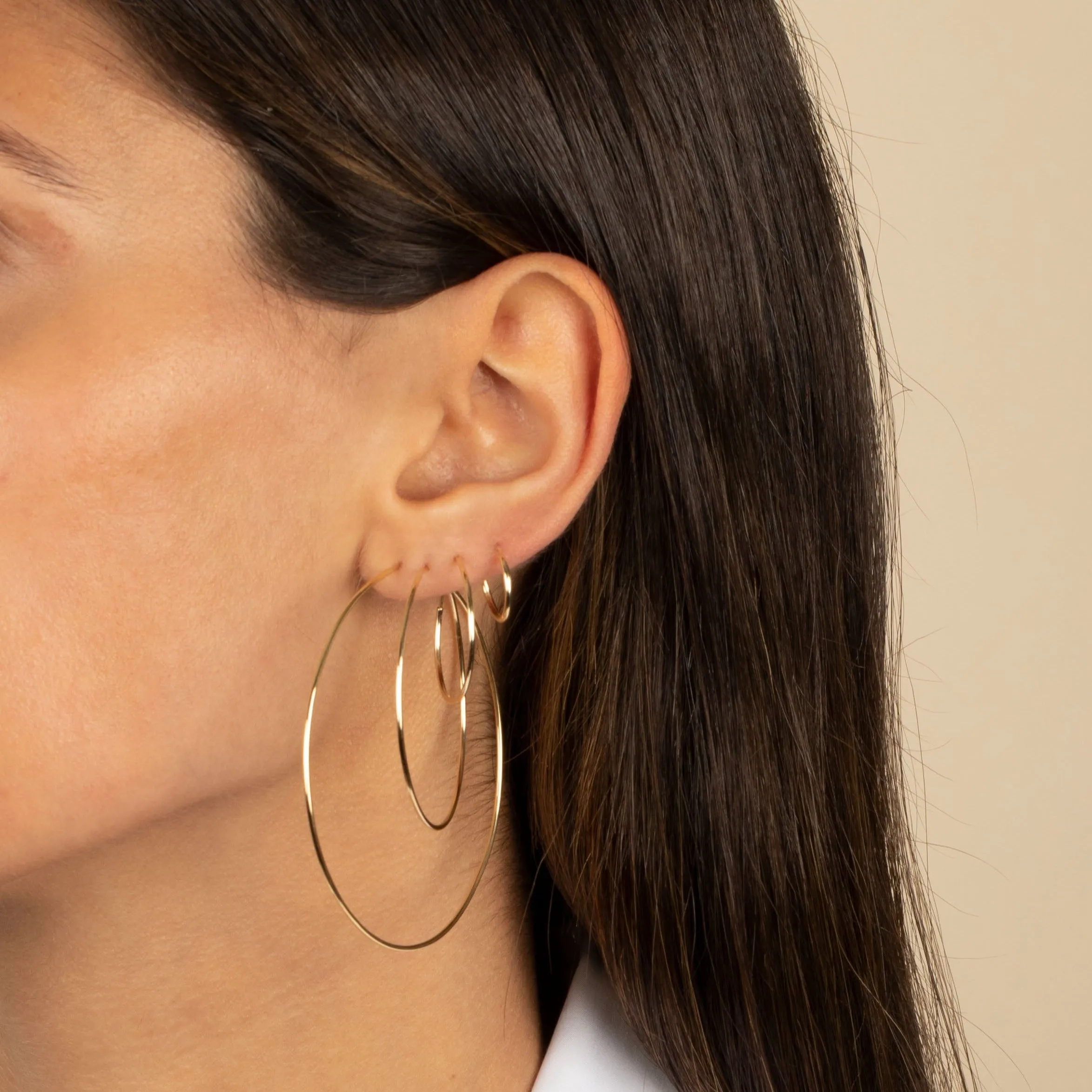 Solid Endless Hoop Earring 14K sold by Adina Eden's product image thumbnail 4