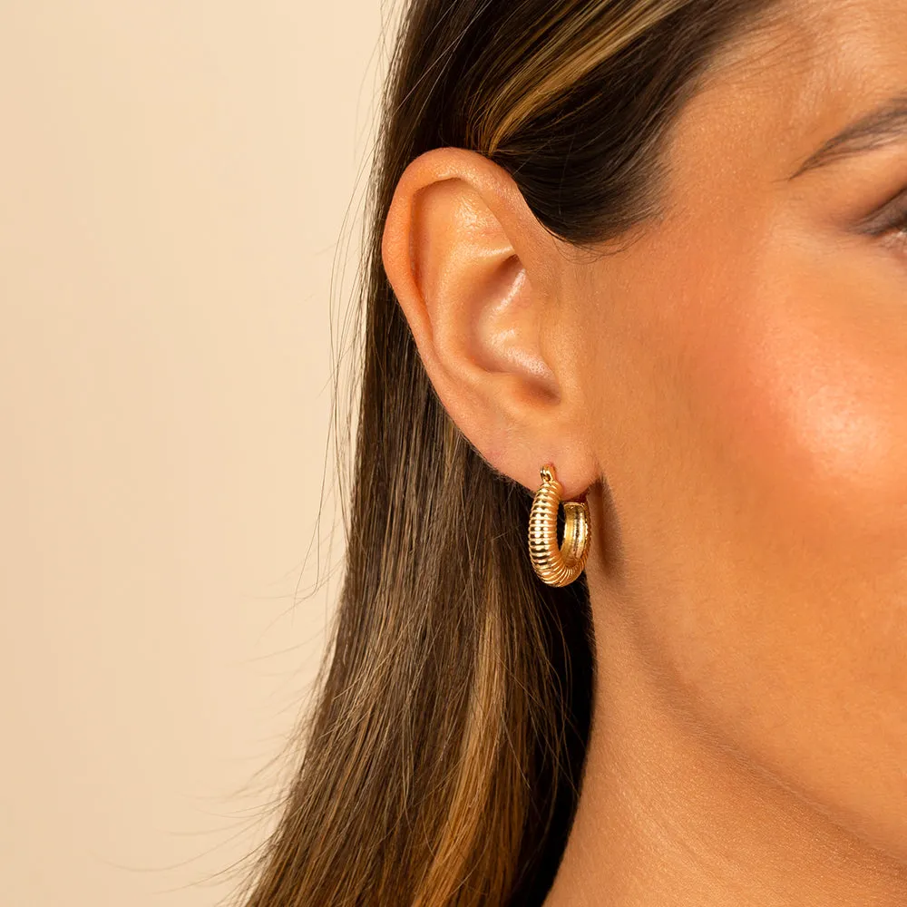 Mini Solid Ridged Hoop Earring sold by Adina Eden's product image thumbnail 2