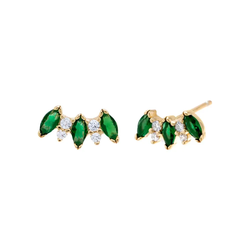 Colored Multi Marquise Curved Bar Stud Earring sold by Adina Eden's product image thumbnail 3