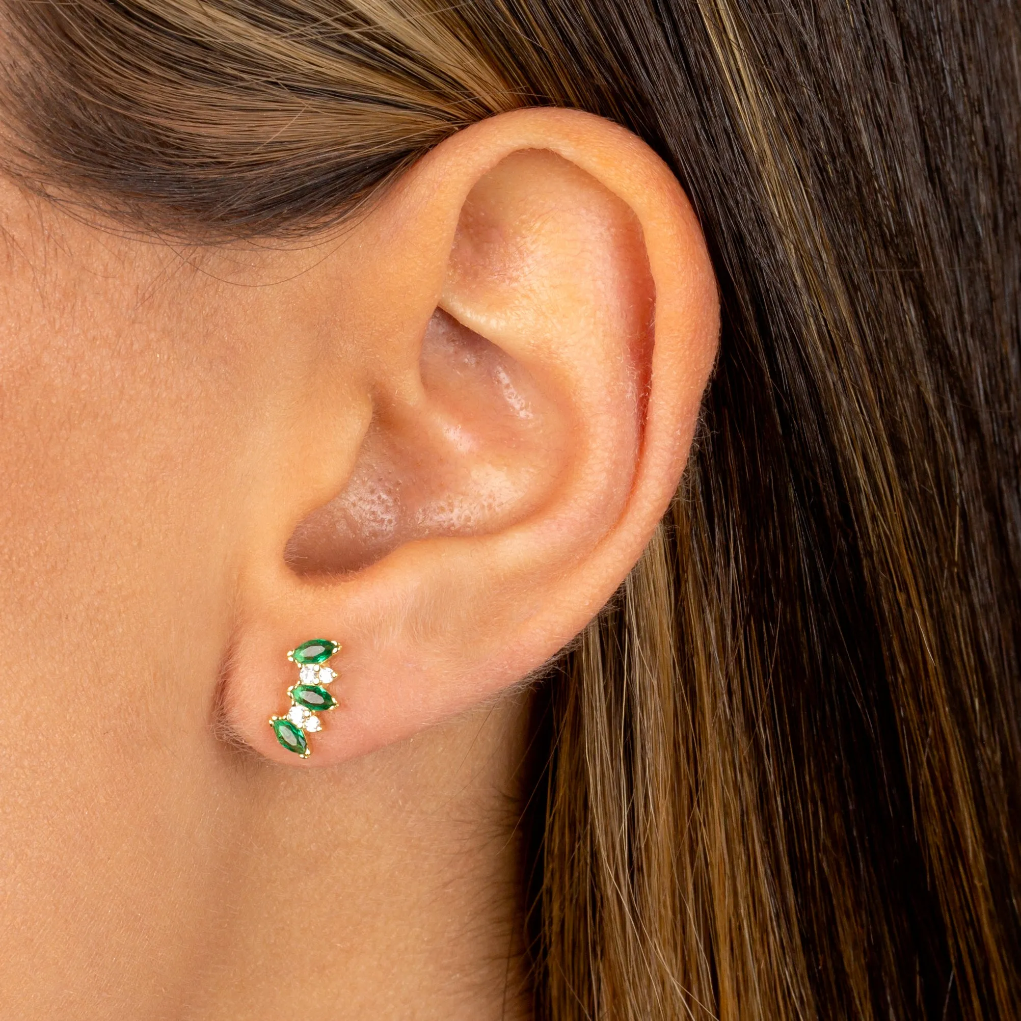 Colored Multi Marquise Curved Bar Stud Earring sold by Adina Eden's product image thumbnail 2