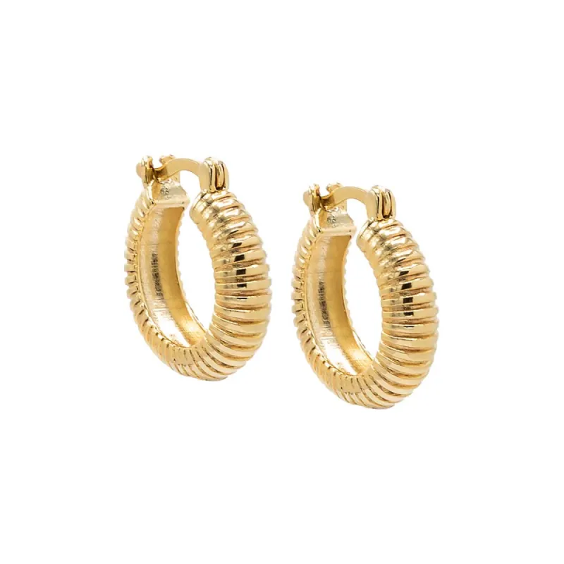Mini Solid Ridged Hoop Earring sold by Adina Eden's