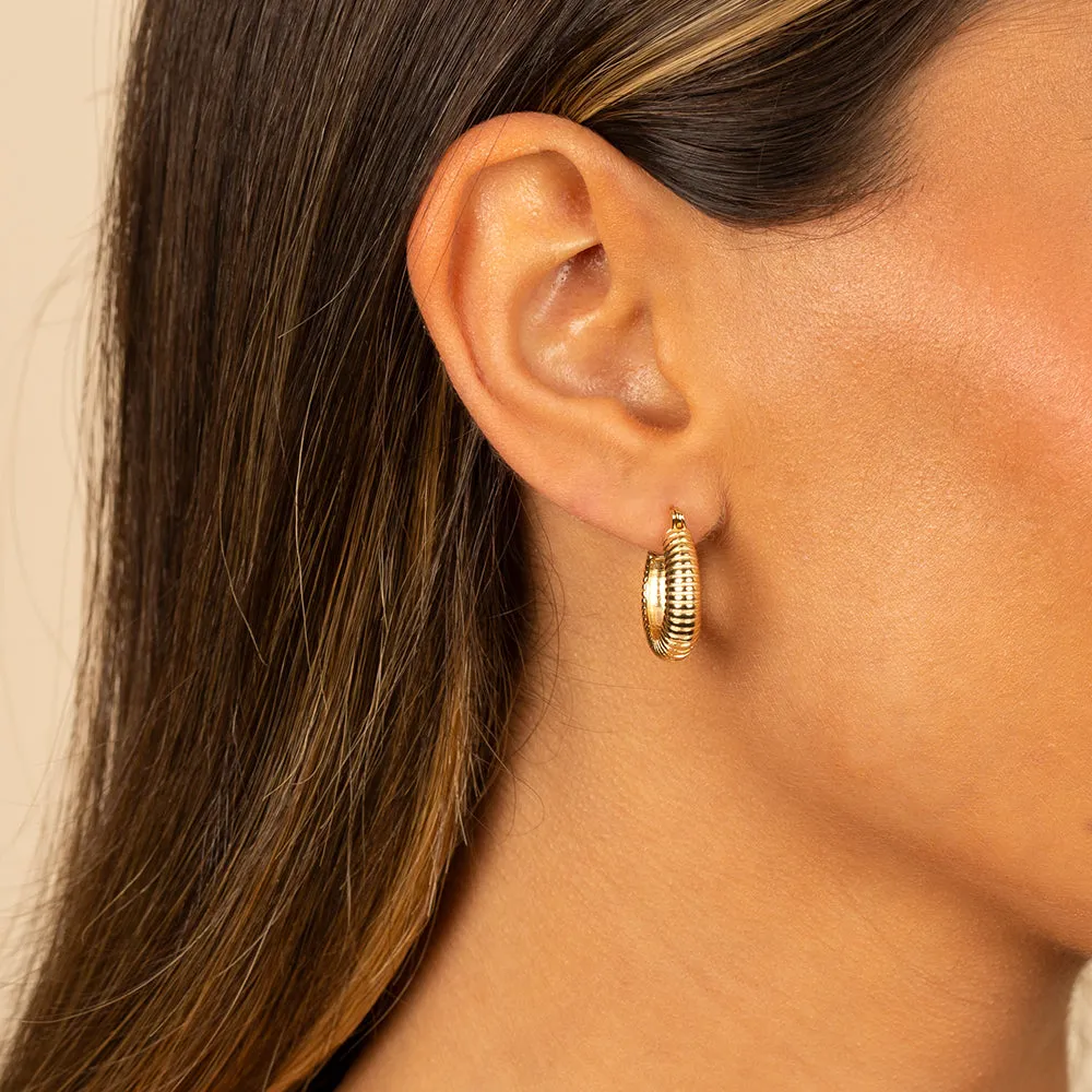 Mini Solid Ridged Hoop Earring sold by Adina Eden's product image thumbnail 3