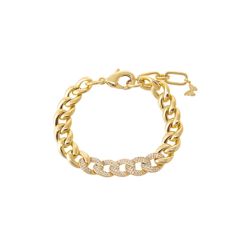 Pave Accented Chunky Cuban Link Bracelet sold by Adina Eden's