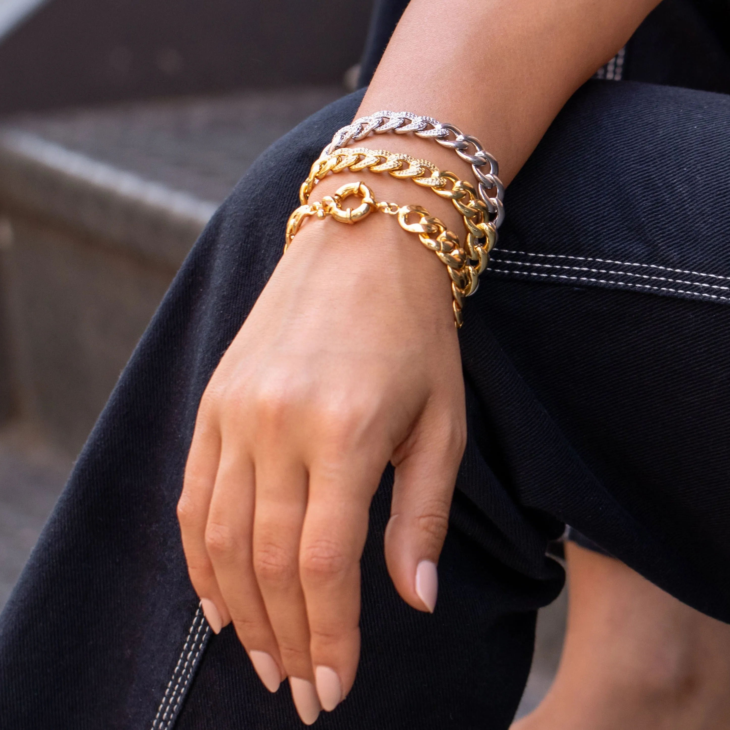 Pave Accented Chunky Cuban Link Bracelet sold by Adina Eden's product image thumbnail 2