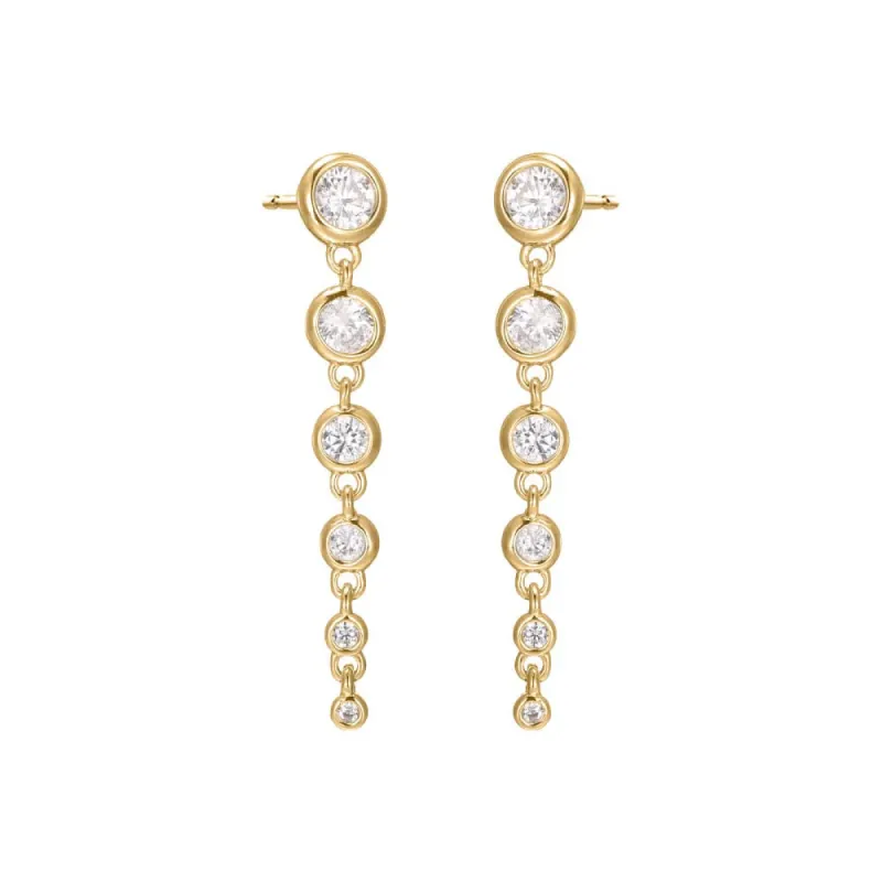 CZ Bezel Graduated Drop Stud Earring sold by Adina Eden's