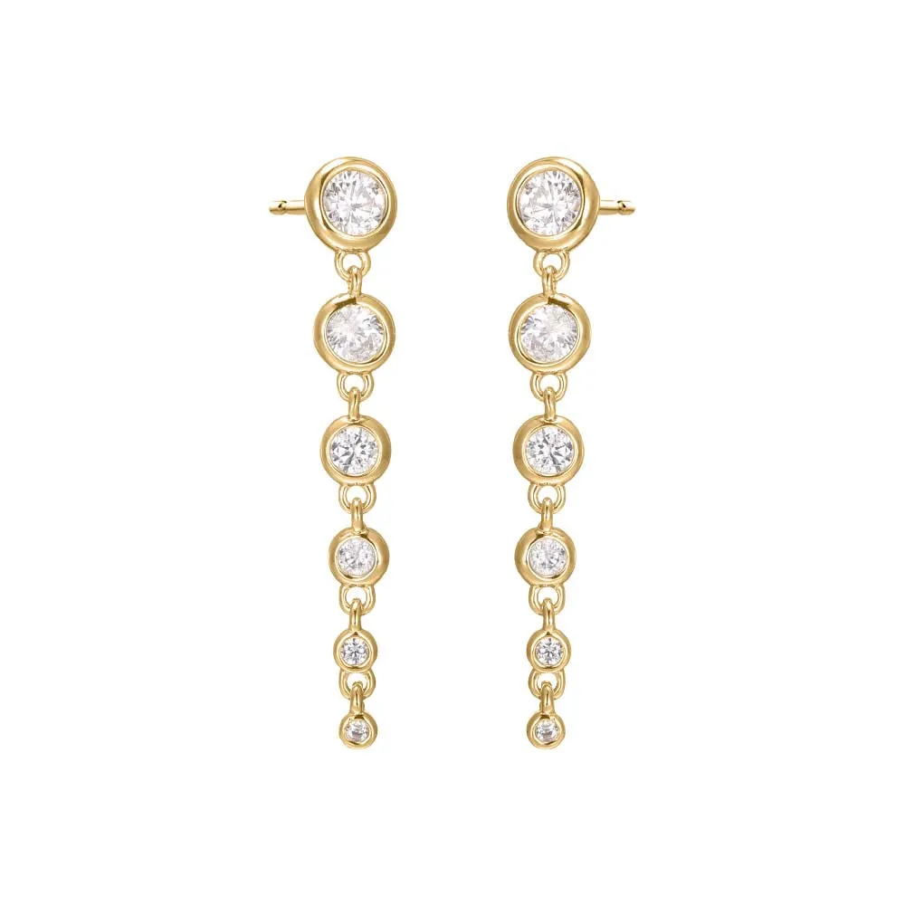CZ Bezel Graduated Drop Stud Earring sold by Adina Eden's