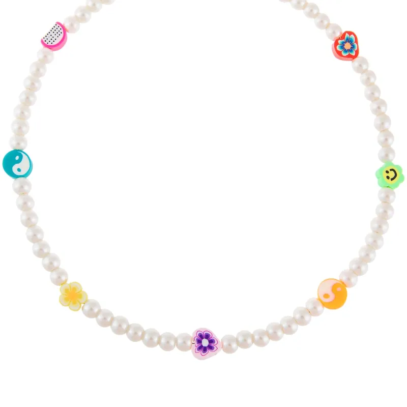 Multi Charm Pearl Necklace sold by Adina Eden's