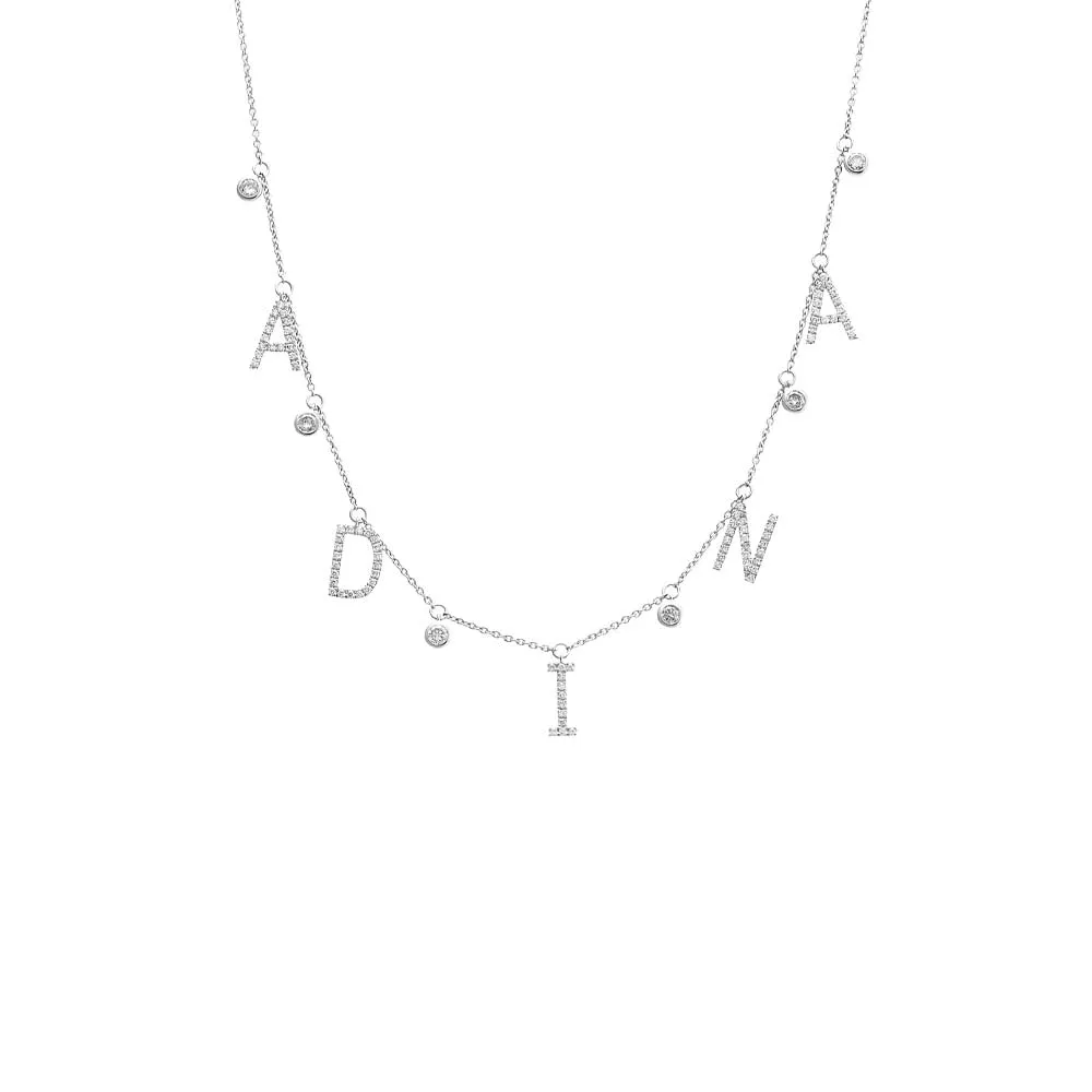Diamond Pave Dangling Name X Bezels Necklace 14K sold by Adina Eden's product image thumbnail 4