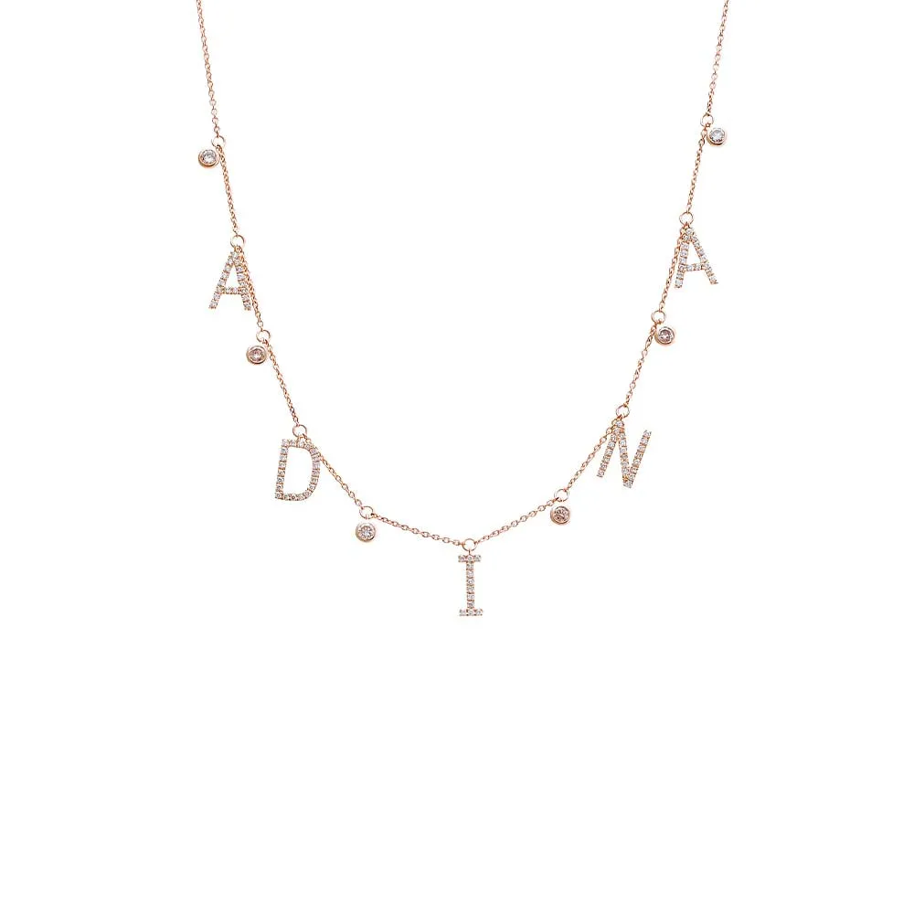 Diamond Pave Dangling Name X Bezels Necklace 14K sold by Adina Eden's product image thumbnail 5