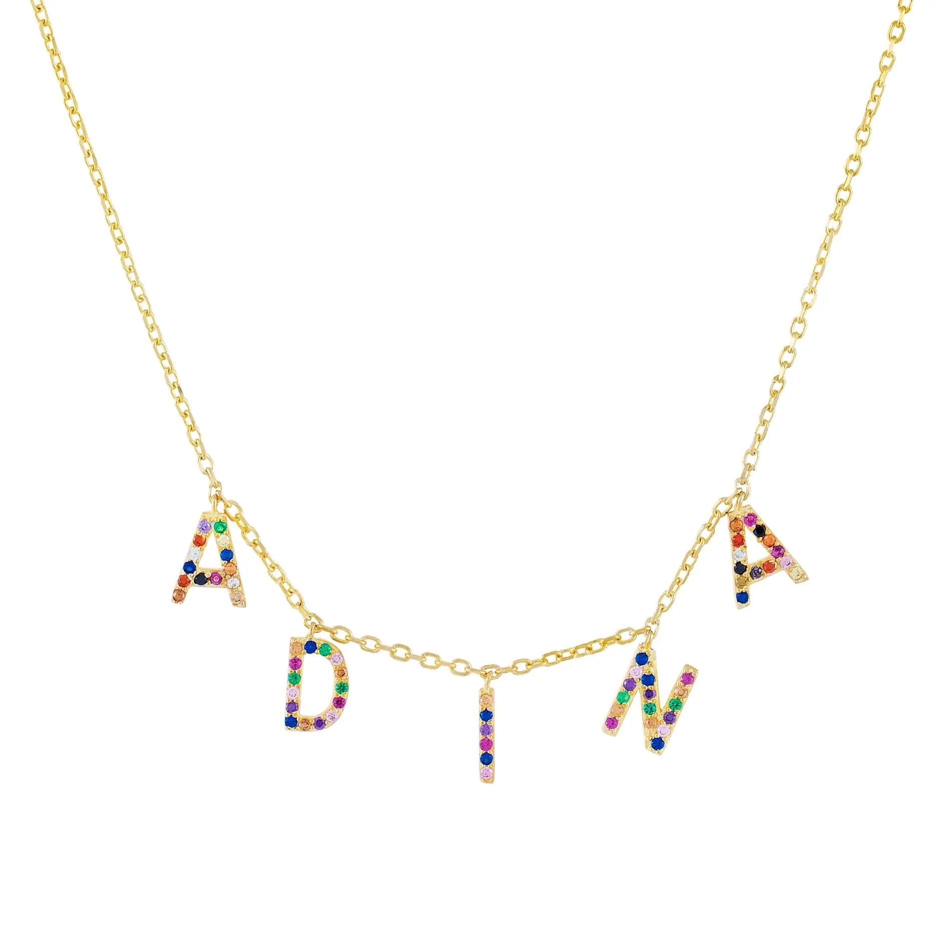 Rainbow Block Name Necklace sold by Adina Eden's