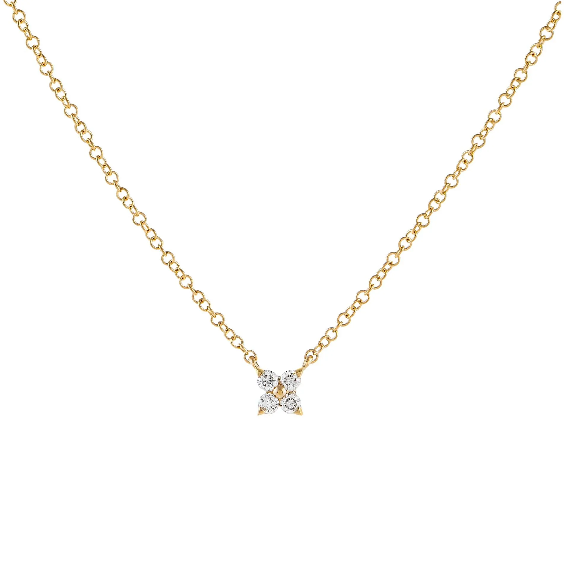 Diamond Itty Bitty Flower Necklace 14K sold by Adina Eden's