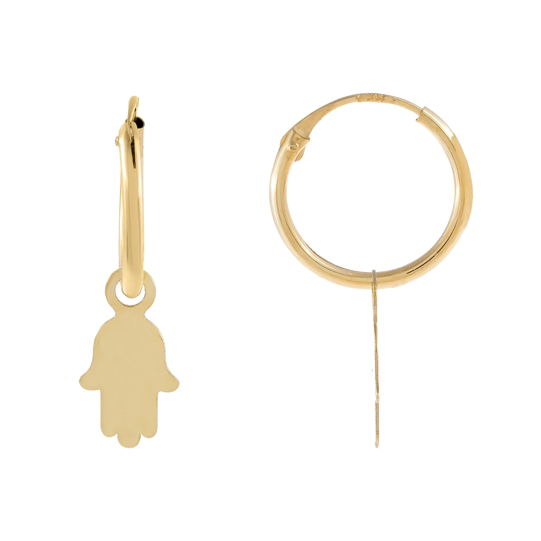 Solid Hamsa Hoop Earring 14K sold by Adina Eden's