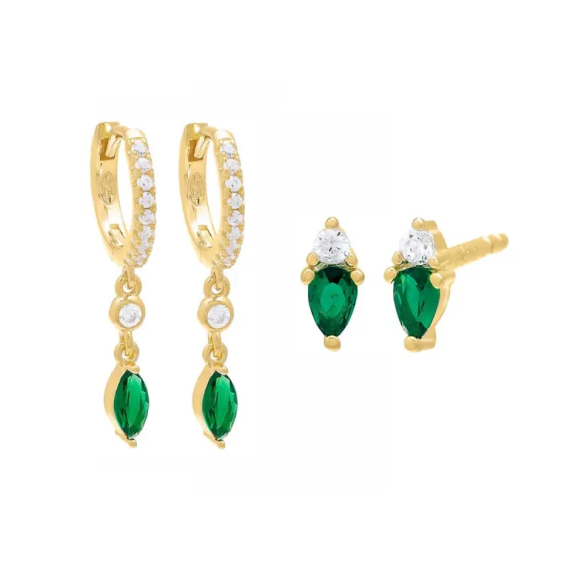 The Green X Gold Earring Combo Set sold by Adina Eden's