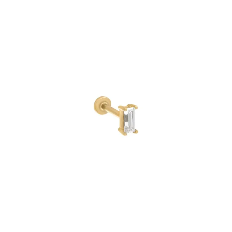 Tiny Baguette Threaded Stud Earring 14K sold by Adina Eden's