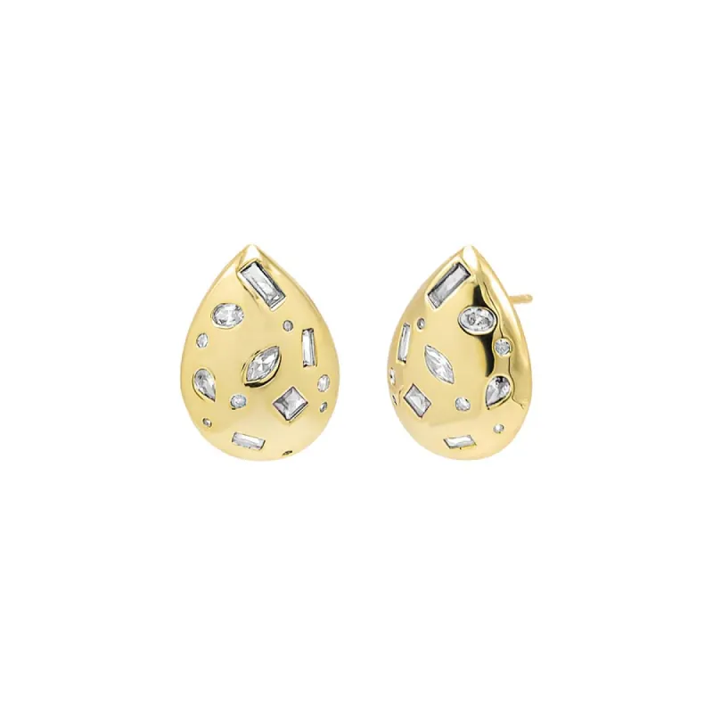 Colored Scattered Multi Shape Teardrop Stud Earring sold by Adina Eden's