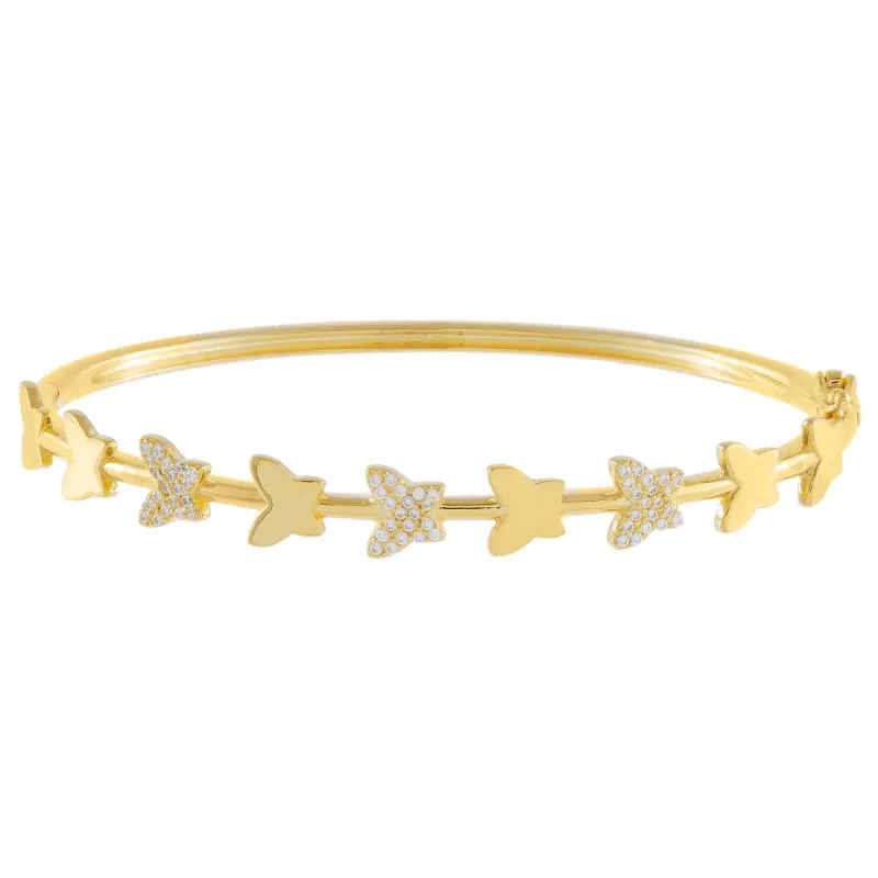 Pavé X Solid Butterfly Bangle made by Adina Eden's