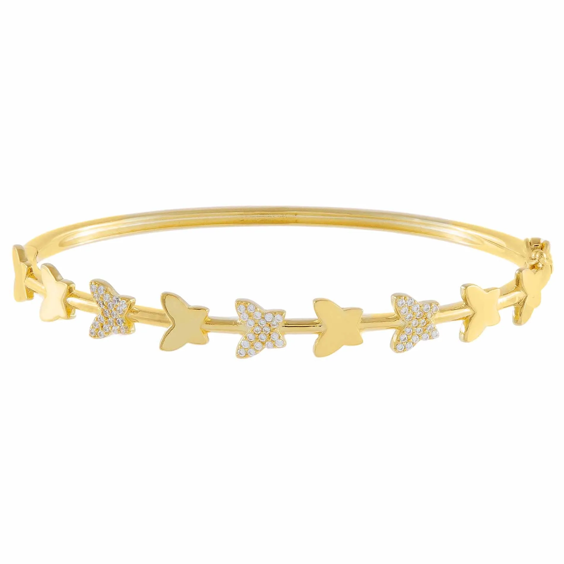 Pavé X Solid Butterfly Bangle sold by Adina Eden's