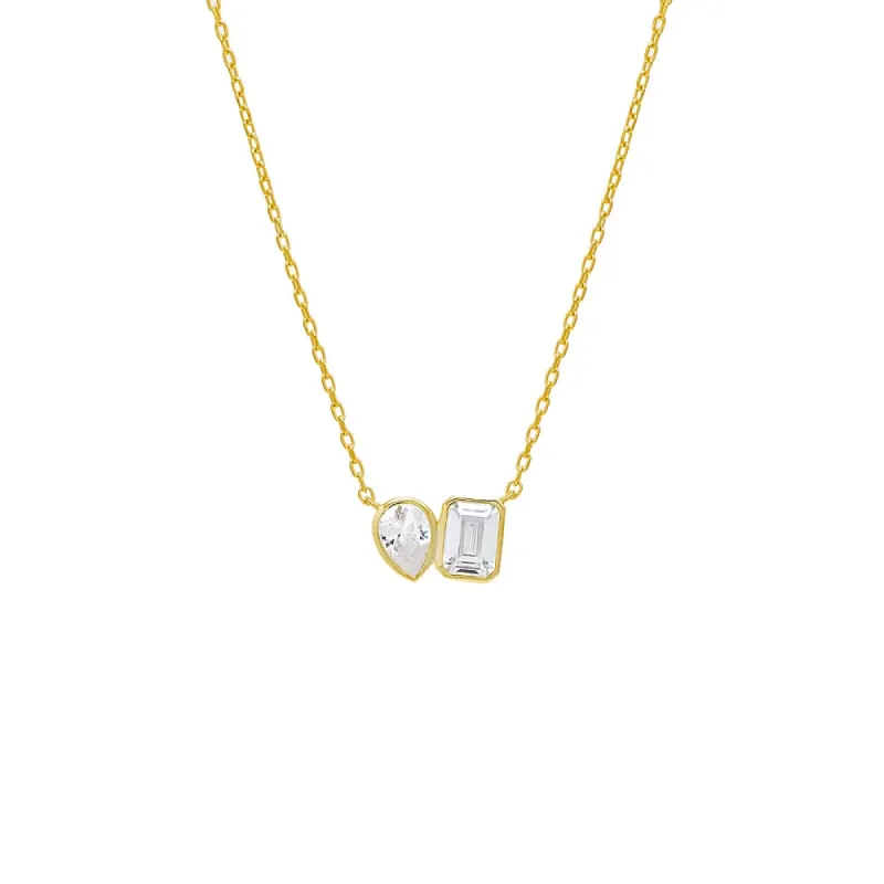 Teardrop X Emerald Bezel-Set Chain Necklace sold by Adina Eden's