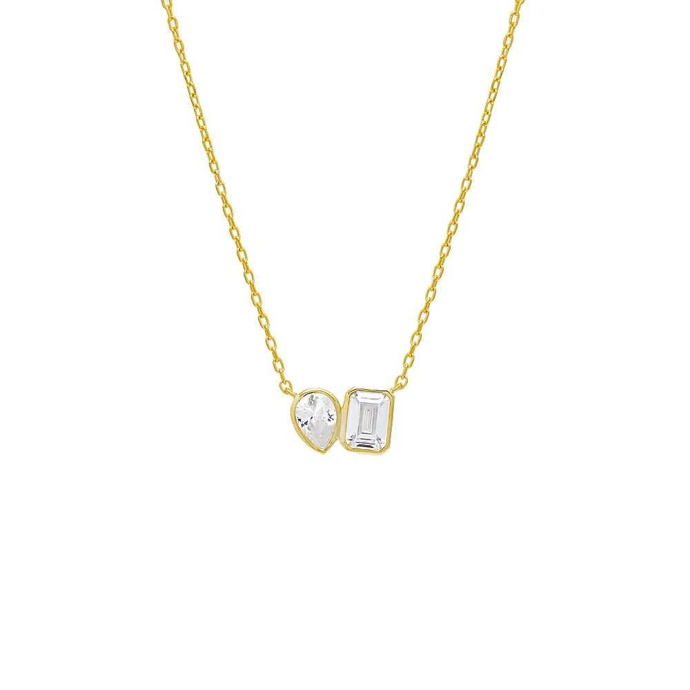 Teardrop X Emerald Bezel-Set Chain Necklace sold by Adina Eden's