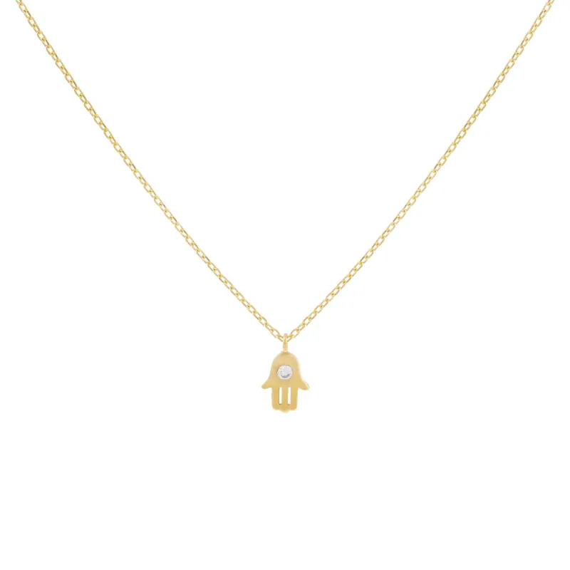 Tiny CZ Hamsa Necklace sold by Adina Eden's