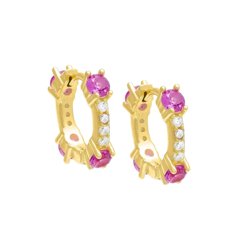 Mini Colored CZ Huggie Earring sold by Adina Eden's