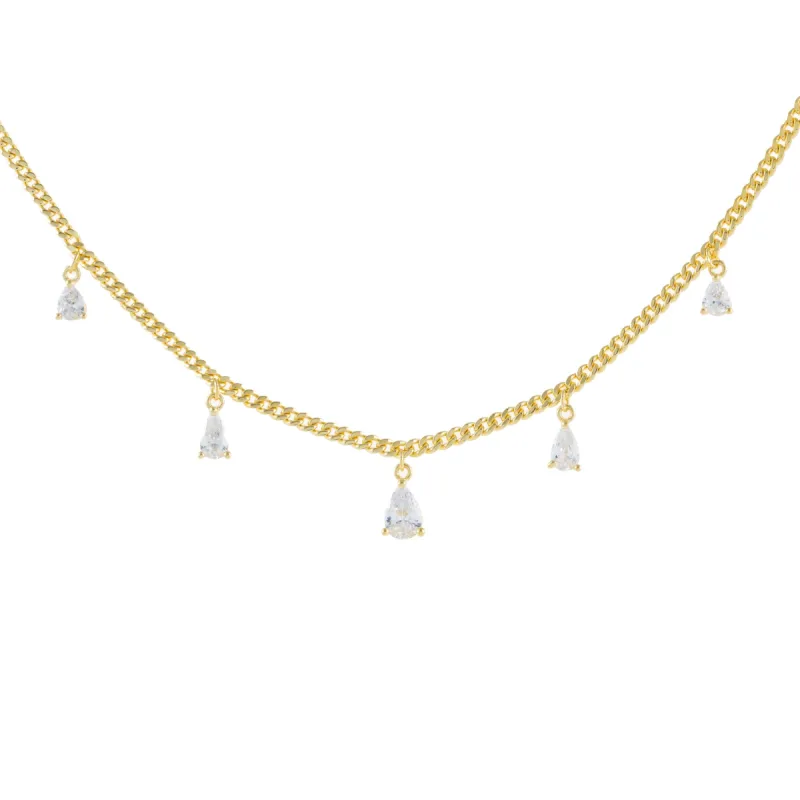 CZ Teardrop Cuban Chain Necklace sold by Adina Eden's