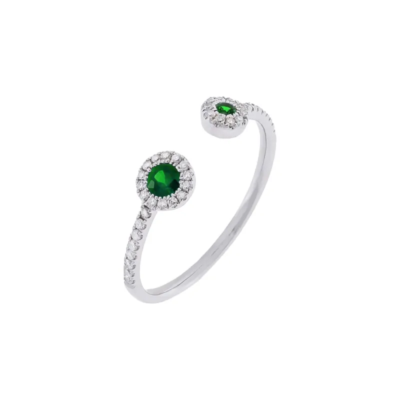 Diamond X Colored Gemstone Double Stone Ring 14K sold by Adina Eden's