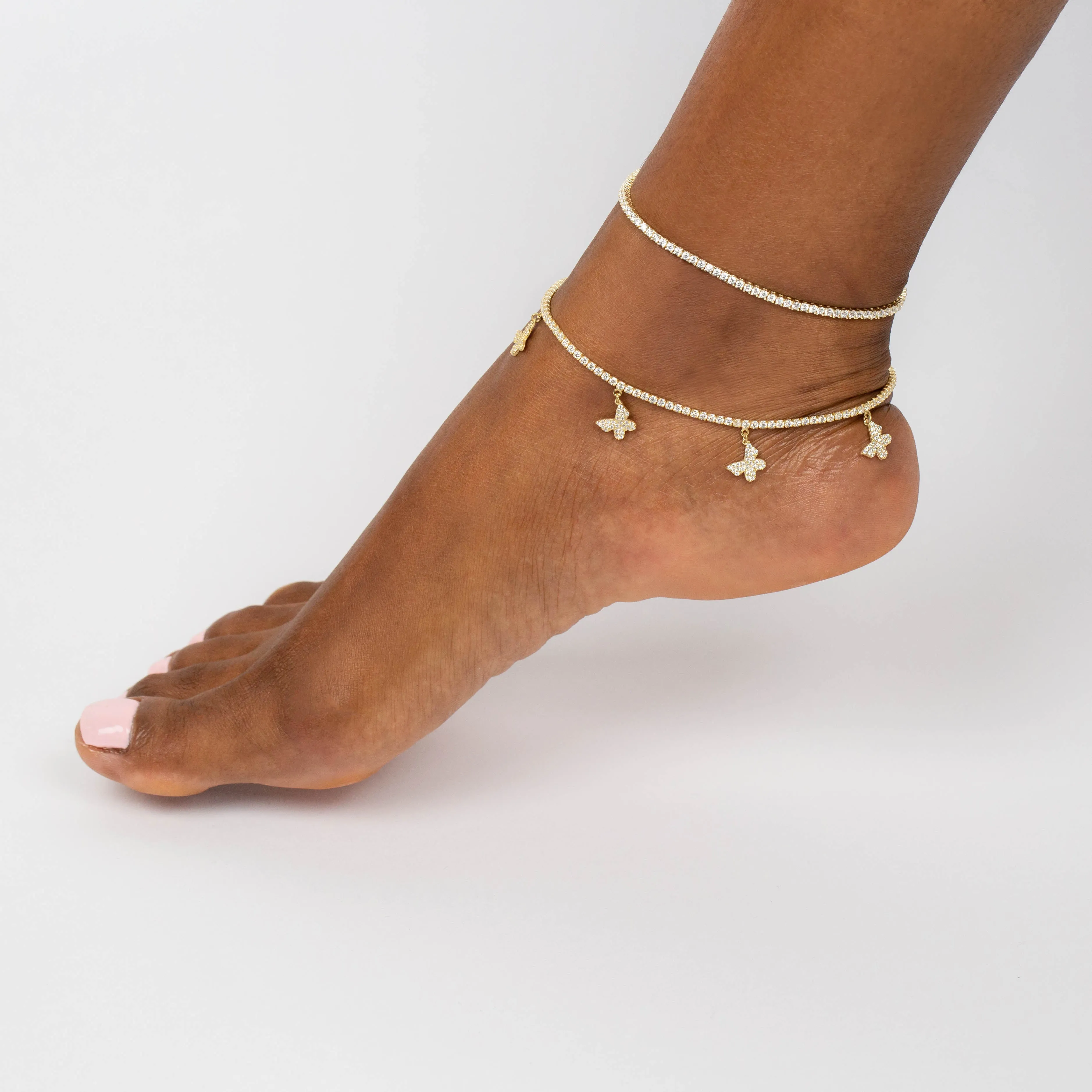 Dangling Butterfly Tennis Anklet sold by Adina Eden's product image thumbnail 2