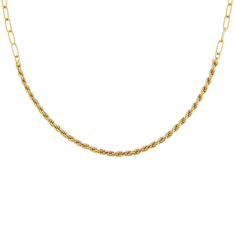 Rope Chain X Oval Link Necklace sold by Adina Eden's