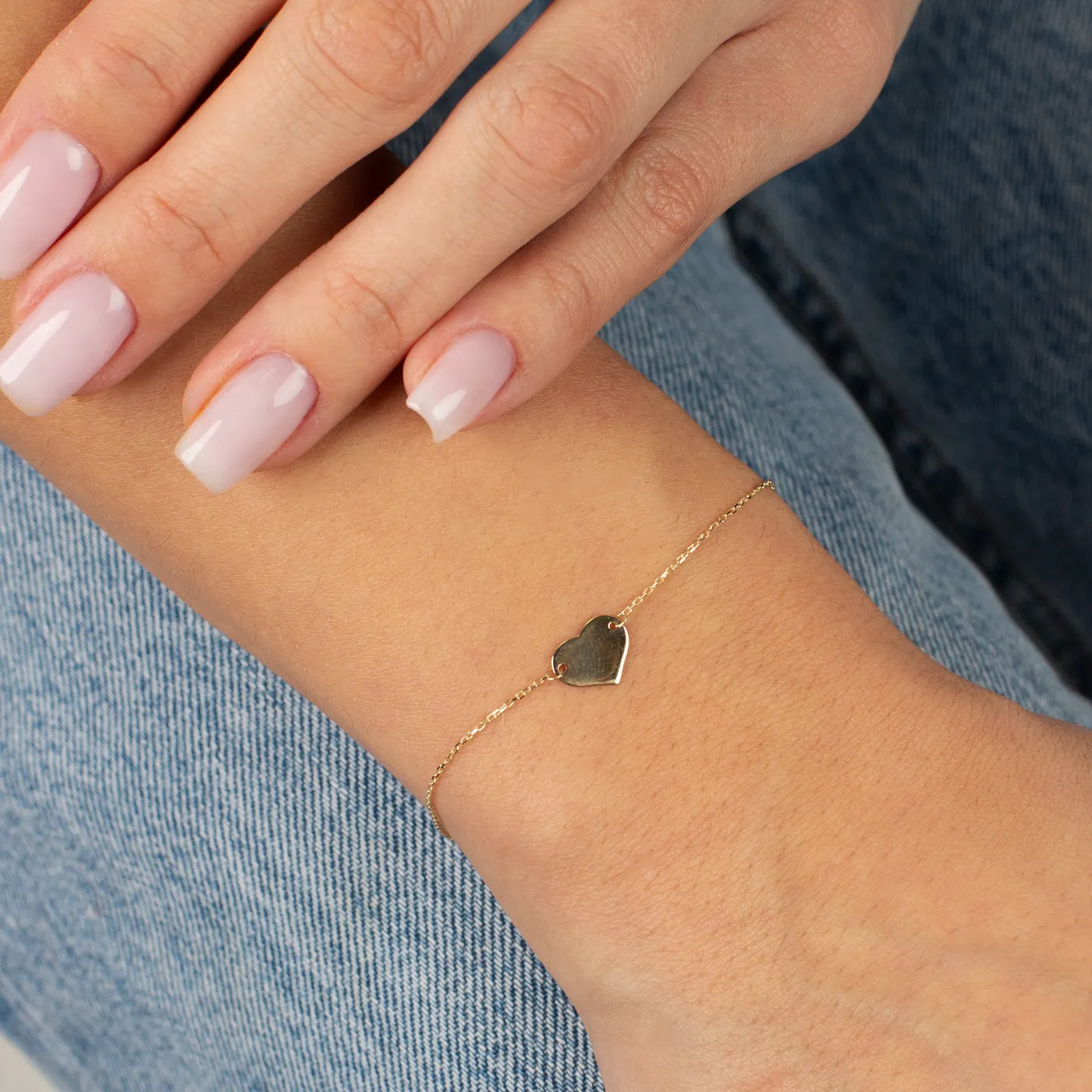 Solid Mini Heart Bracelet 14K sold by Adina Eden's product image thumbnail 2