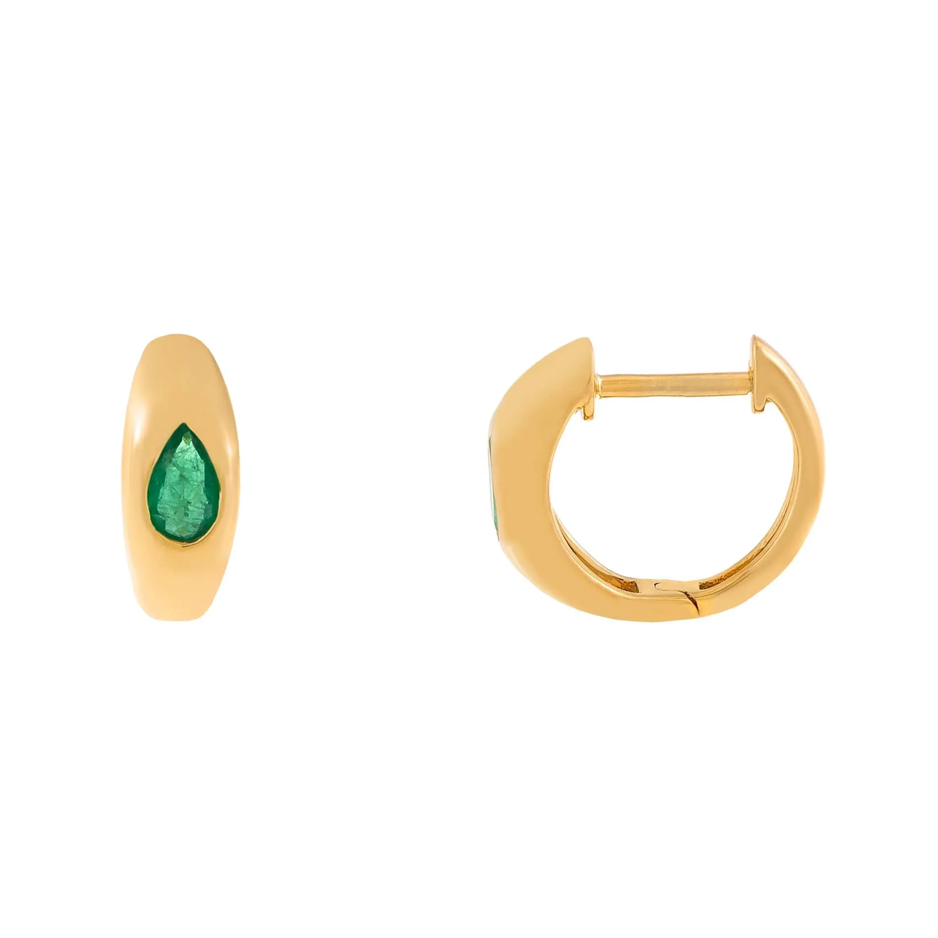 Gemstone Teardrop Hollow Dome Huggie Earring 14K sold by Adina Eden's product image thumbnail 5
