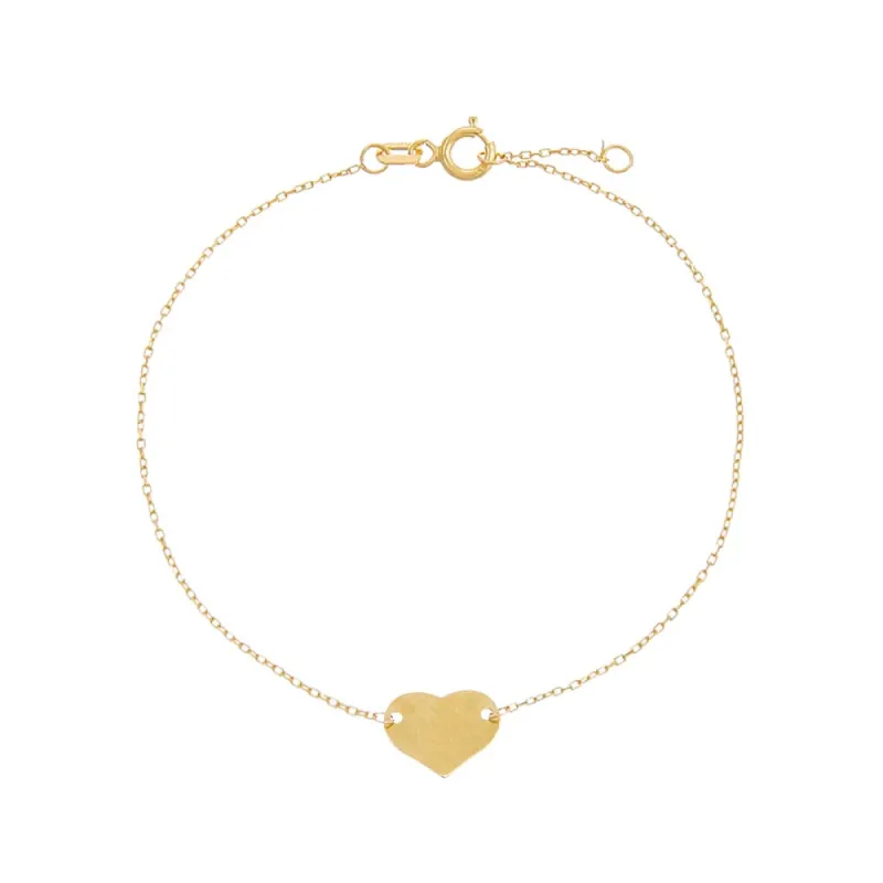Solid Mini Heart Bracelet 14K sold by Adina Eden's