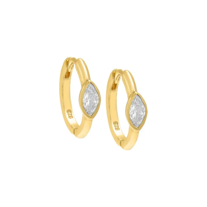 Bezel Marquise Huggie Earring sold by Adina Eden's