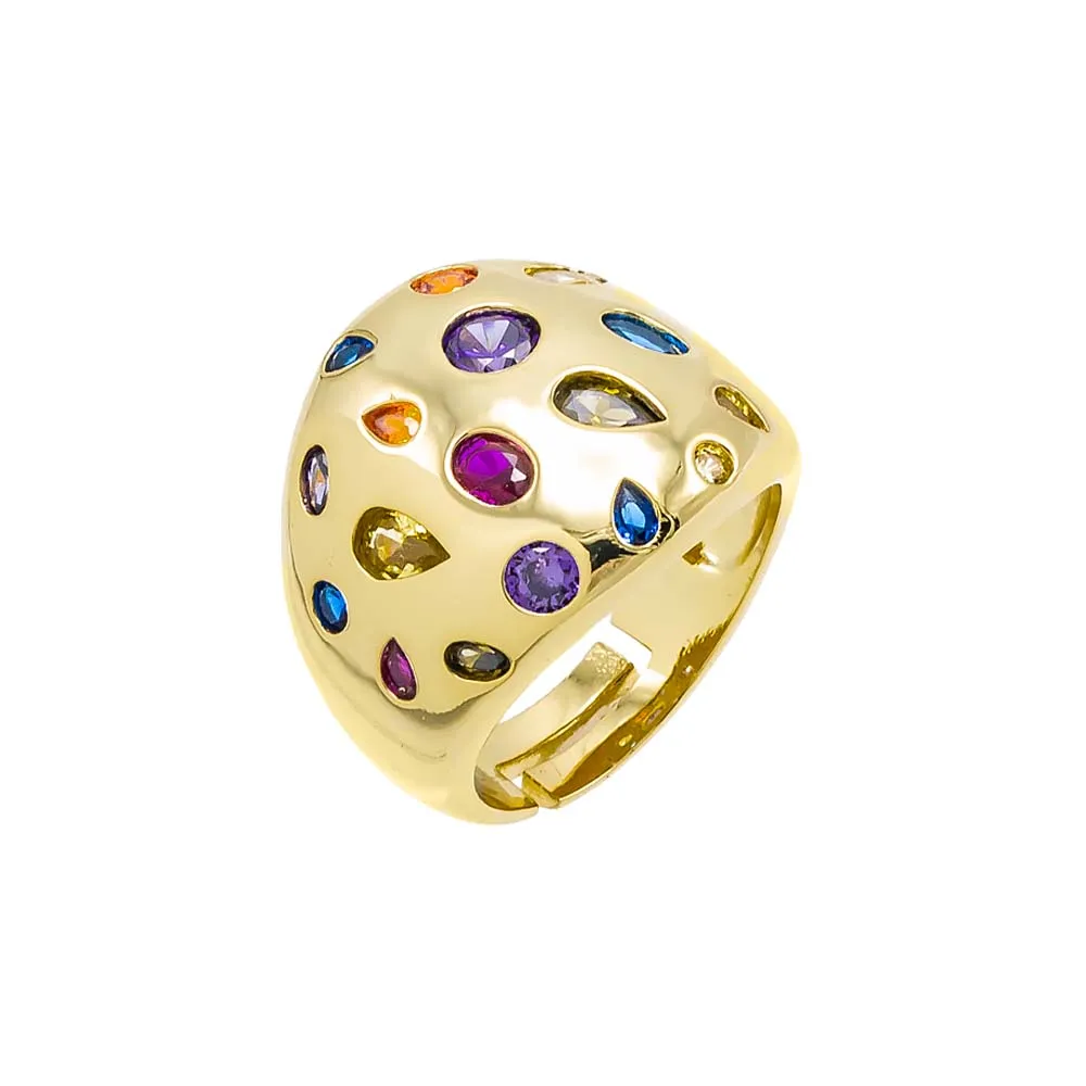 Colored Multi Shape Scattered Dome Ring sold by Adina Eden's