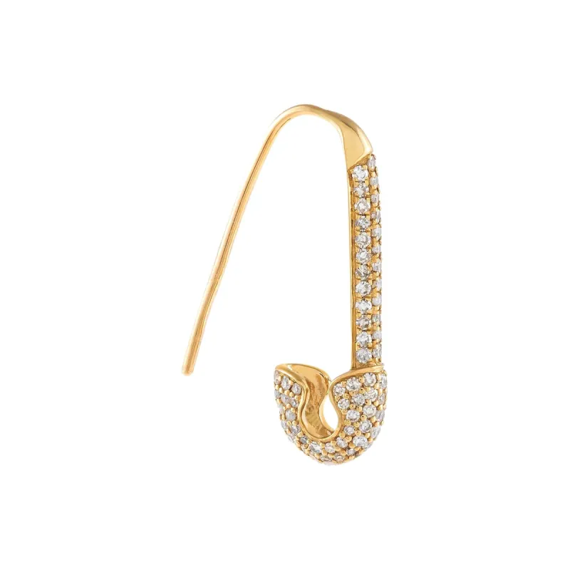 Diamond Safety Pin Drop Earring 14K sold by Adina Eden's