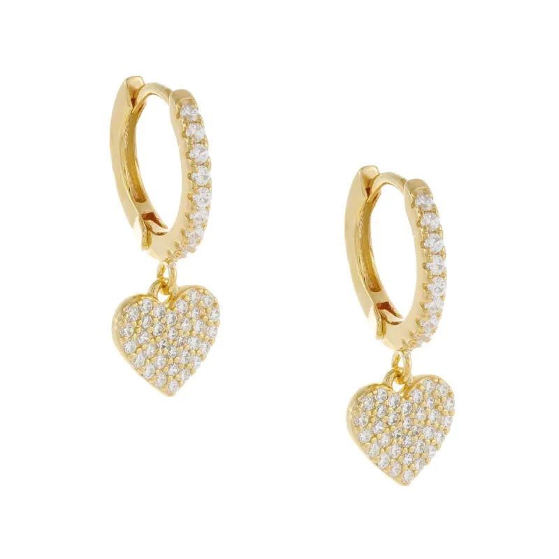 Pavé Mini Heart Huggie Earring sold by Adina Eden's