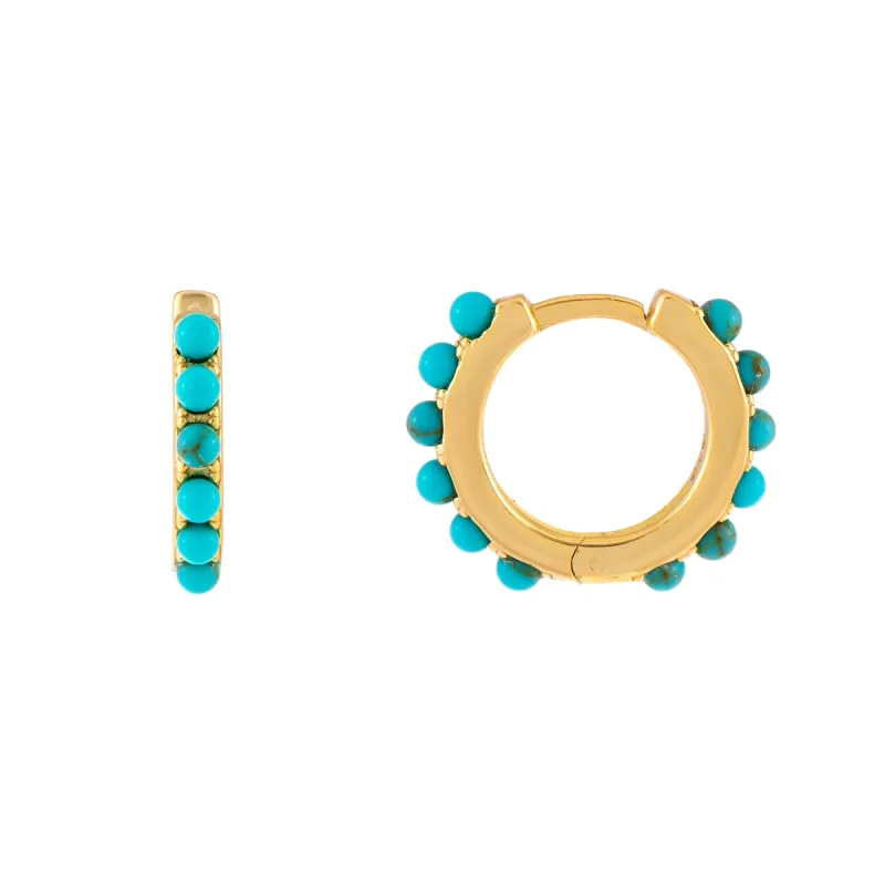 Turquoise Beaded Huggie Earring sold by Adina Eden's