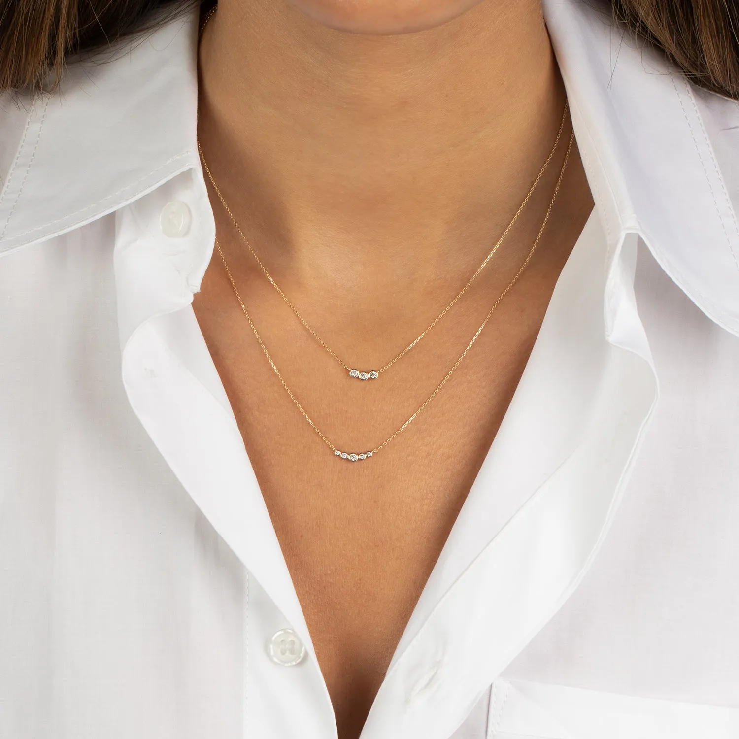 CZ Triple Bezel Pendant Necklace 14K sold by Adina Eden's product image thumbnail 2