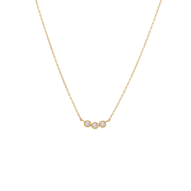 CZ Triple Bezel Pendant Necklace 14K sold by Adina Eden's