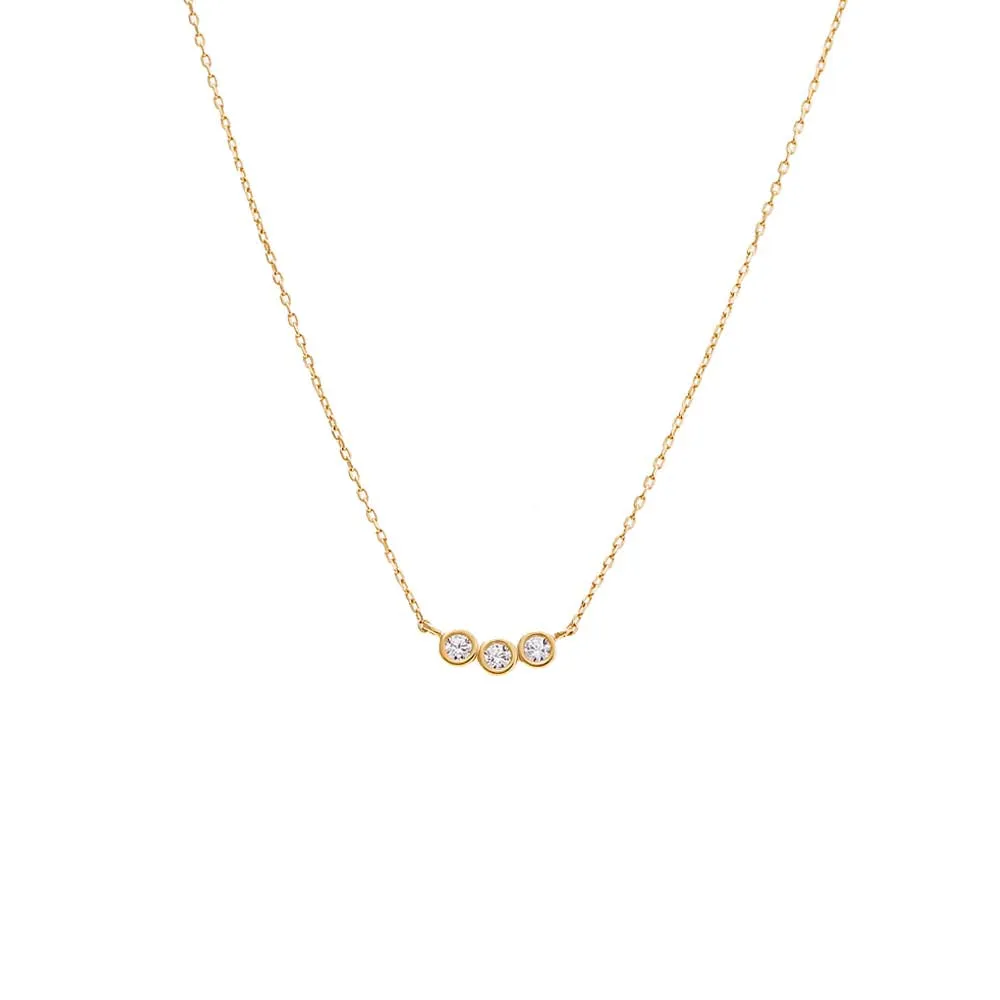 CZ Triple Bezel Pendant Necklace 14K sold by Adina Eden's
