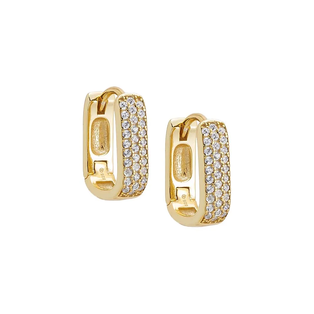 Wide Pave Oval Shape Huggie Earring sold by Adina Eden's product image thumbnail 3