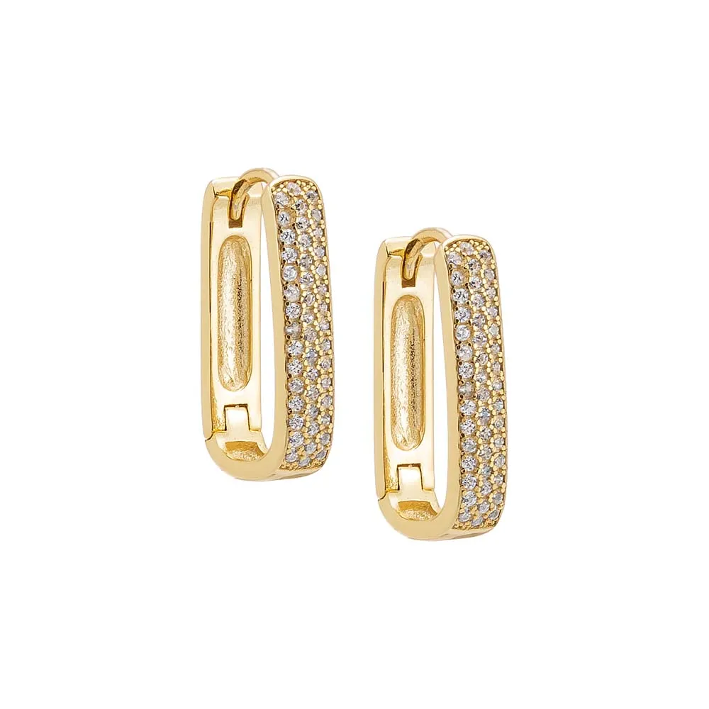 Wide Pave Oval Shape Huggie Earring sold by Adina Eden's