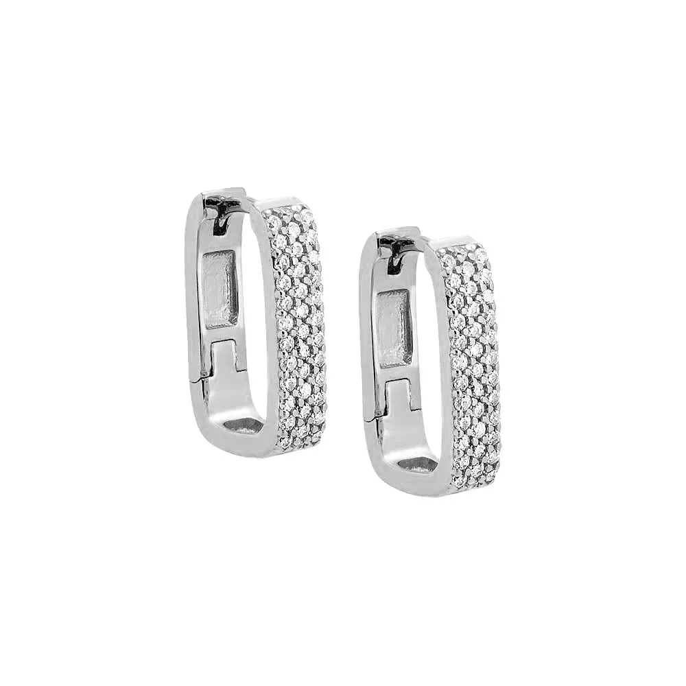 Wide Pave Oval Shape Huggie Earring sold by Adina Eden's product image thumbnail 5