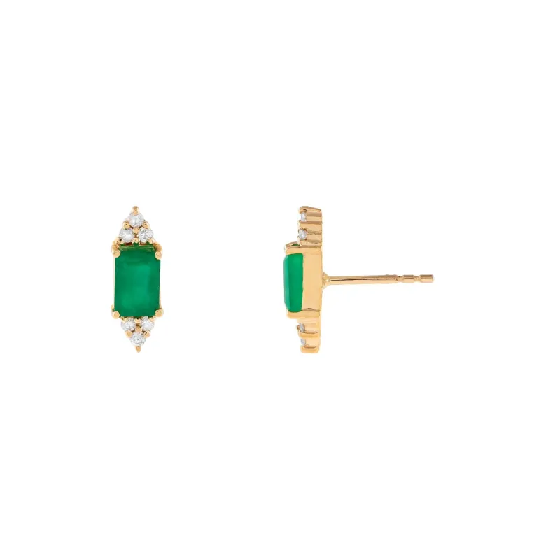 Diamond X Emerald Baguette Stud Earring 14K sold by Adina Eden's